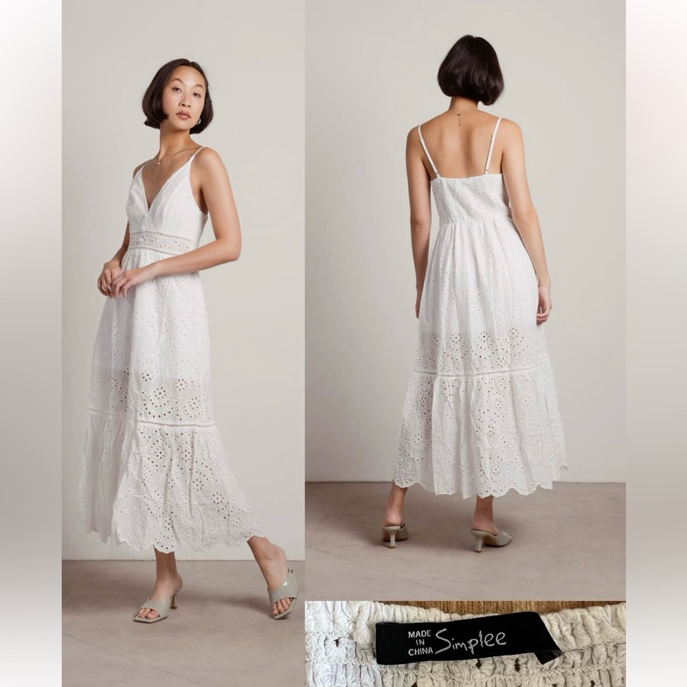 White Eyelet Maxi Dress - size L
